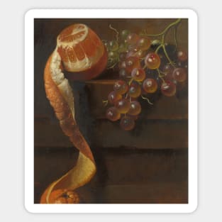 Still Life with Peeled Orange and Bunch of Grapes by Albertus Steenbergen Magnet